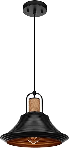 Darkaway Lámpara colgante industrial, estilo granja, estilo vintage, estilo granero, colgante para isla de cocina, lámpara colgante con cable de