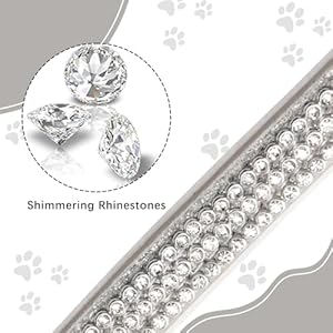 Dog Collar,Cat Collar,Sparkling Rhinestones Dog Collars Adjustable Pet Collars for Puppy Kitten Small Medium Dogs&Cats (S, Silver)
