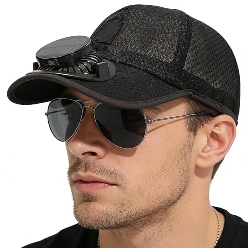 Casquette ventilée solaire 3 vitesses avec batterie intégrée de 1000mAh