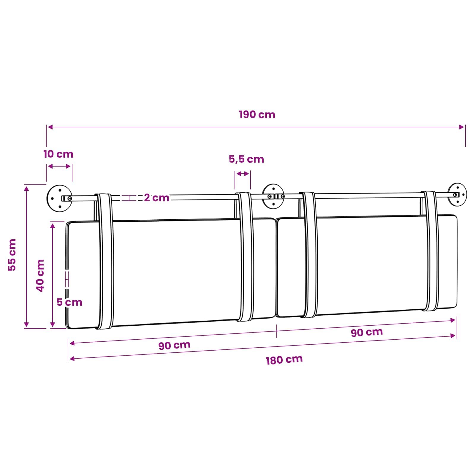 vidaXL Testata appesa Tinta Unita Crema 190 x 55 x 5 cm PU Antico, Testata Letto Moderna Rettangolare, Design da Montare, Accessorio Semplice e Funzionale per la Camera