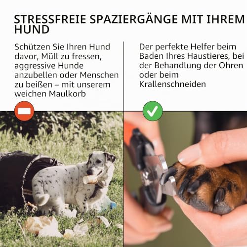 CollarDirect Maulkorb – Verstellbarer, weicher, atmungsaktiver Nylon-Mundschutz für kleine, mittelgroße und große Hunde, Anti-Kauen, Bellen und Beißen (Schwarz, L/XL)