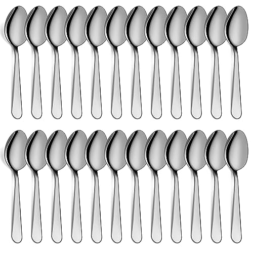 Teaspoons Set of 24, 6 inch Stainless Steel Tea Spoons, Food Grade Cutlery Spoons Set for Tea, Coffee, Use for Home, Kitchen, Restaurant, Dishwasher Safe
