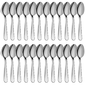 Teaspoons Set of 24, 6 inch Stainless Steel Tea Spoons, Food Grade Cutlery Spoons Set for Tea, Coffee, Use for Home, Kitchen, Restaurant, Dishwasher Safe