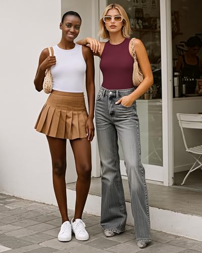 Image of Mangopop Women' Long Sleeve Ribbed Bodysuit Jumpsuits