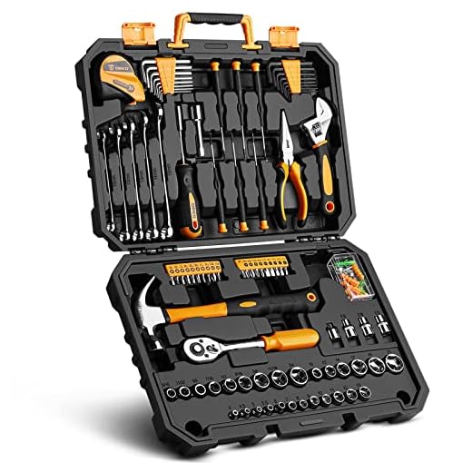 DEKO Juegos de Herramienta de 128 pieza Caja de Herramienta para Hogar,maletin de herramientas profesional para reparación de automóviles, con una caja de Plástico