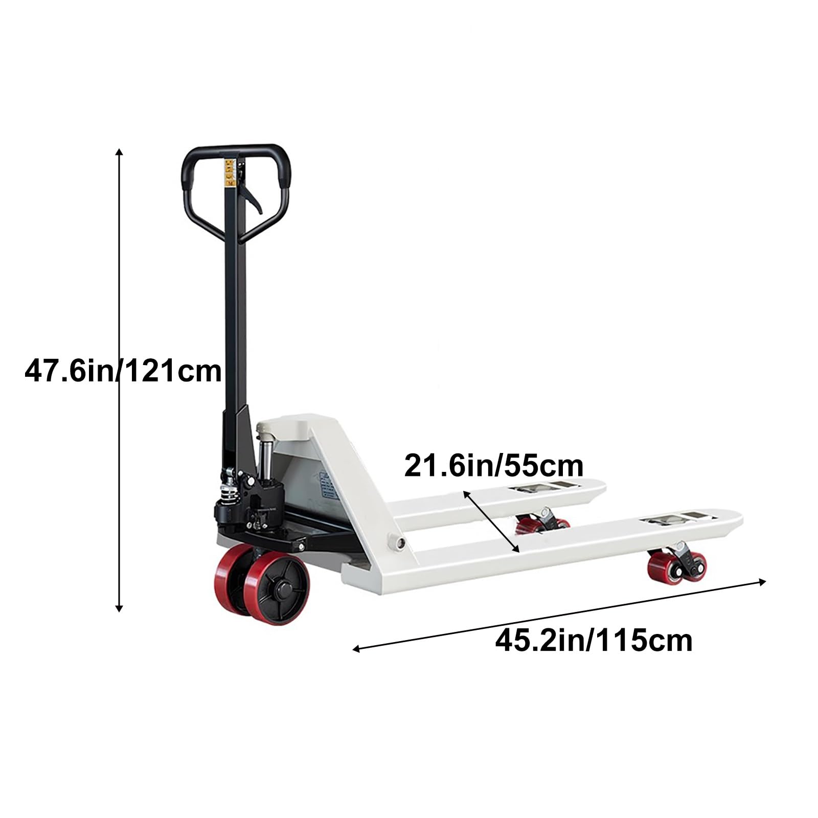 Sollevatore idraulico per pallet, resistente, con ruote in PU, per magazzini e logistiche, ideale per spostare cursori e trasporto di attrezzature