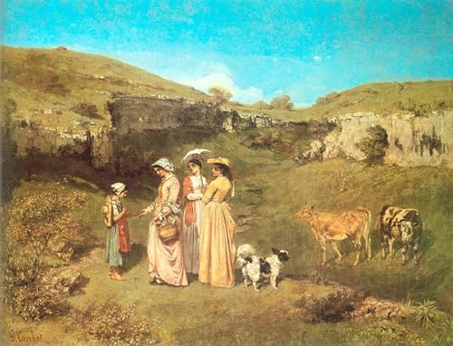 Art portrait Gustave Courbet les demoiselles du village pour habiller les murs vides en 60x90cm