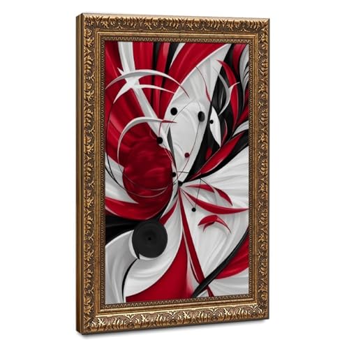 Toile abstraite rouge et noir style médiéval, décoration murale haut de gamme pour chambre
