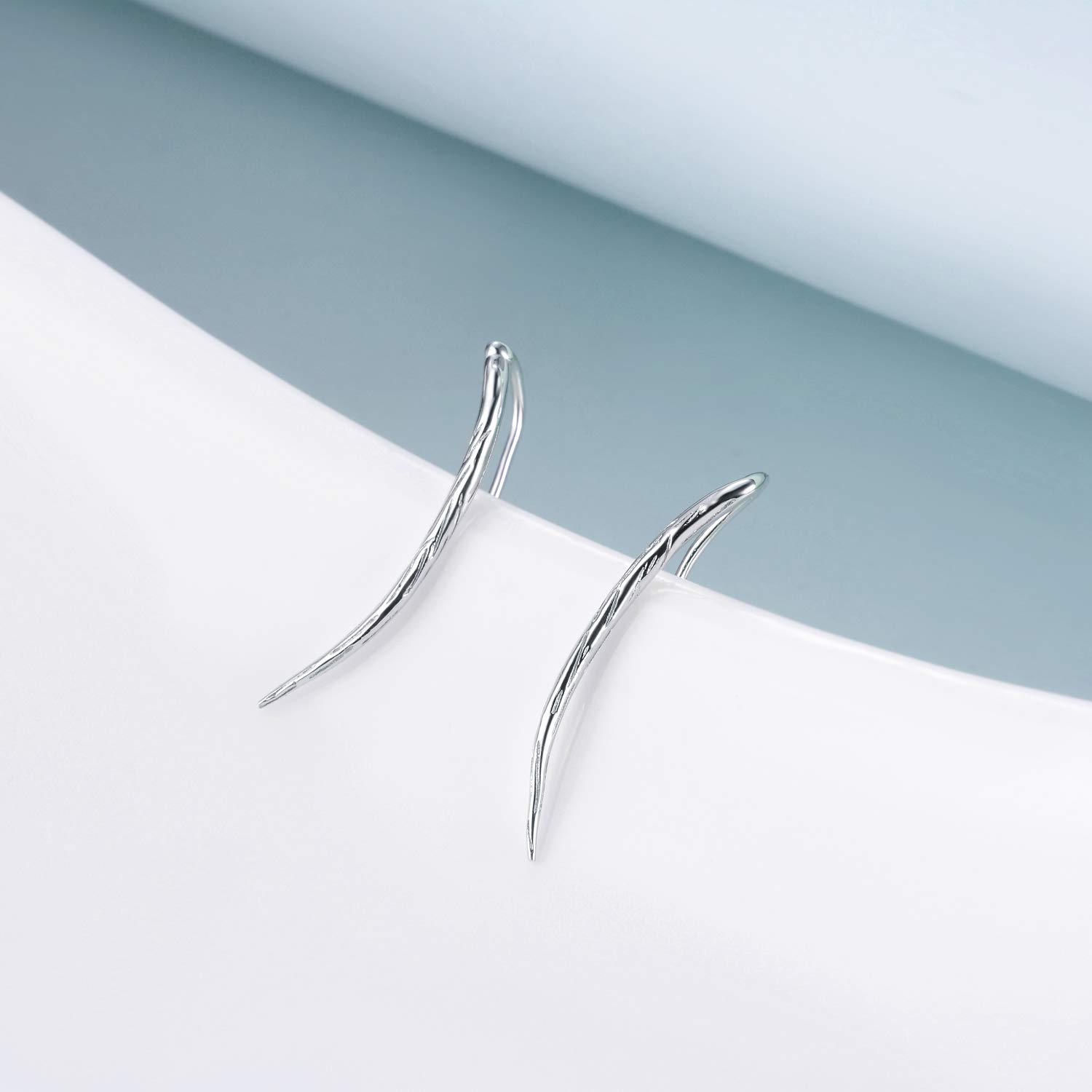 VONALA 925 Sterling Silver Ear Climber Earrings with Cubic Zirconia Jewellery for Women Girls