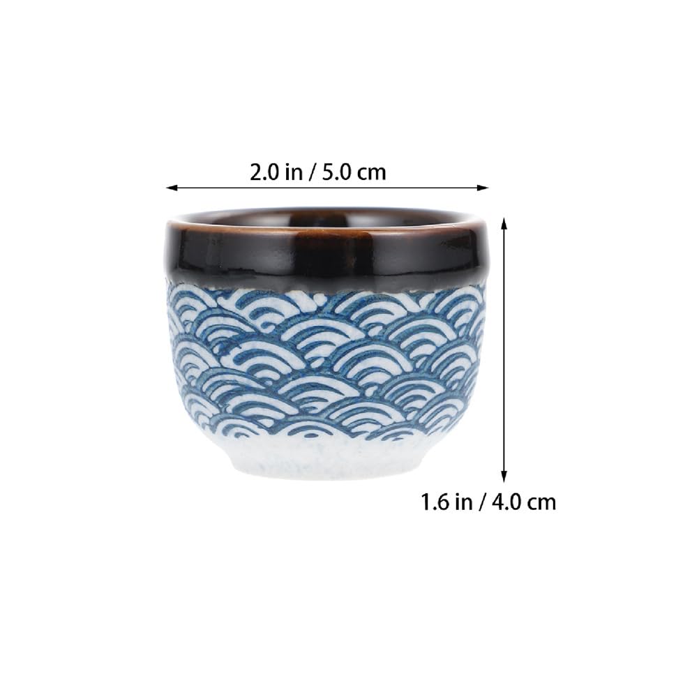 UPKOCH 4Pièces Set de Tasses à Sake Céramique Traditionnelle Japonaise Émaillées pour Usage Maison Capacité de Design Ondes de