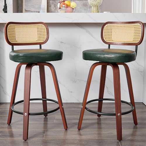 Natural Rattan Bar Stools Set of 2