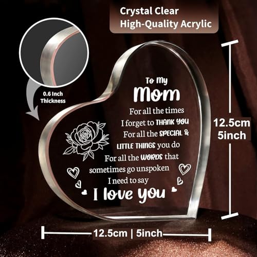Image of Gifzy Gifts for Mom, Mum Birthday Gift, I Love You Mom Gifts - Mother Acrylic Keepsake - Best Christmas Mother Day Gift for Mum from Daughter Son