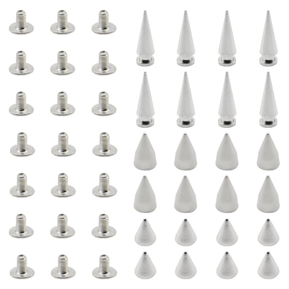 Hocansen 120 Pcs Spikes Studs for Clothing 7x10/14/20mm Punk Rivets Metal Spikes and Studs Cool Double Cap Rivet for DIY Clothes,Leather (PKZ)