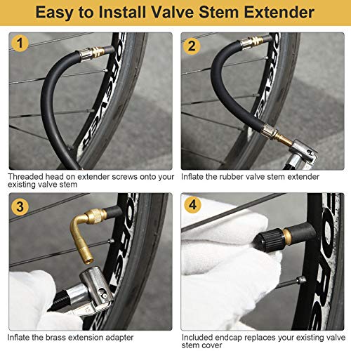 image for Mudder 2 Pieces 8.25 Inch Flexible Tire Valve Extension Adaptor and 2 