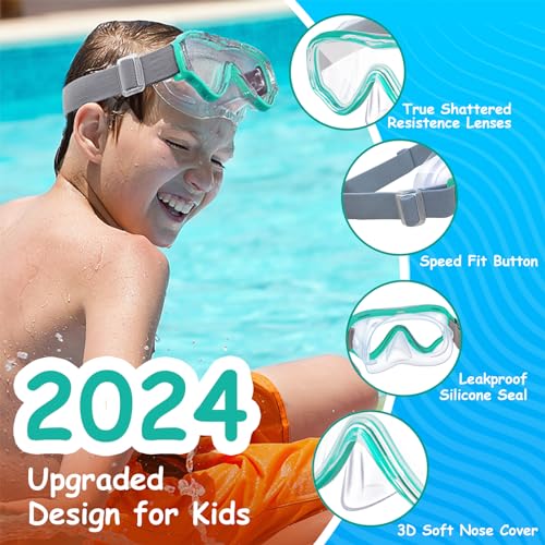 image for Vvinca Swim-Goggles with Nose Cover, 2 Packs Elastic Fabric Strap Snor