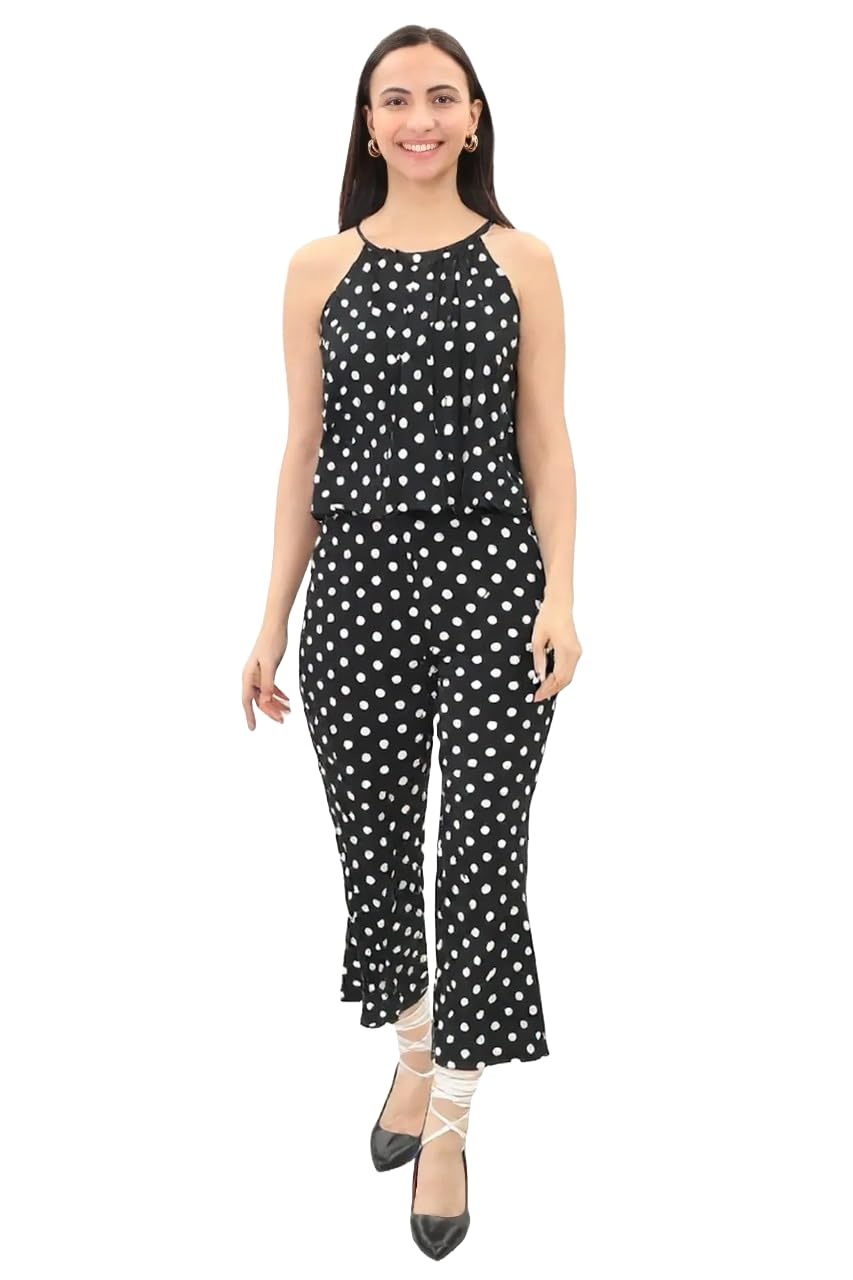 Women’s Black Poly Crepe Top & Bottom Set – Sleeveless, Stylish Co-Ord Outfit-image-28