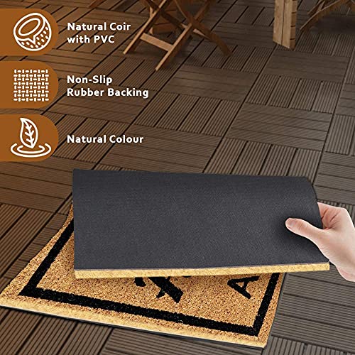 Image of Onlymat Happy Hour Printed Anti-Slip Doormat (Black and Brown) Rectangular Shaped Entryway Rug Natural Coir with PVC Backing for Outdoor Entrance Home Mats Floor Door Hall Drawing Living (75cm x 45cm)