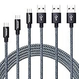 Bynccea High Speed Micro USB Cable Android,3-Pack FT 3FT 6FT 10FT Cell Phone Charger Cord Nylon Braided Charging Cables Compatible with Samsung LG HTC Kindle BlackBerry Blue