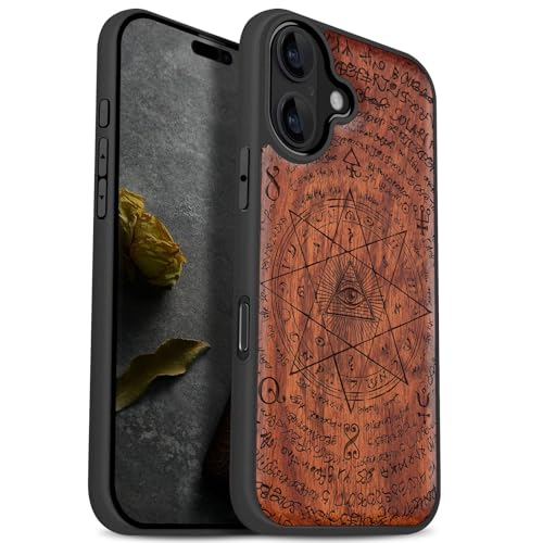 Coque iPhone 17 bois antichoc étui magnétique Magsafe motif œil