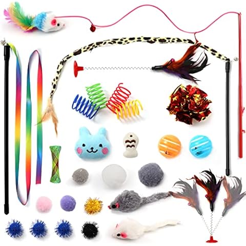 PietyPet Kitten Toys Cat Toys Assortments, 26 Packs Cat Toys Variety Pack for Kitty, Cat Wand Toy, Cat Feather Toys, Cat Balls with Bells, Cat Mouse Toy, Catnip Toys for Indoor Cats Cover