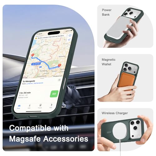 Image of YENAPOON for iPhone 17 Pro Max Case, Matte Magnetic Phone Cover [with 1 Screen Protector] [Support for MagSafe] [Shockproof Military Grade Protection] Translucent Frosted Back, Gray