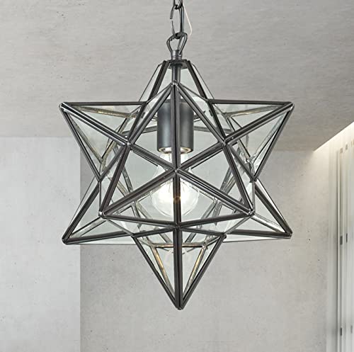Elk 9-Inch Moravian Star Pendant - 145-001 Mini Pendant In Clear Glass And Oil Rubbed Bronze – Led Bulb, Dimmer And Smart Switch Compatible - Farmhouse And Eclectic Room Décor - Ceiling Light Fixture #TOP2