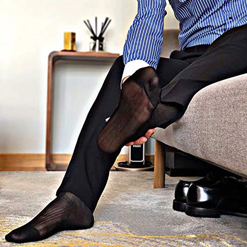 Uaussi 10 Pairs Mens Ultra Thin Dress Socks Silk Sheer Business Socks Soft Nylon Work Trouser Sox Mid Calf4
