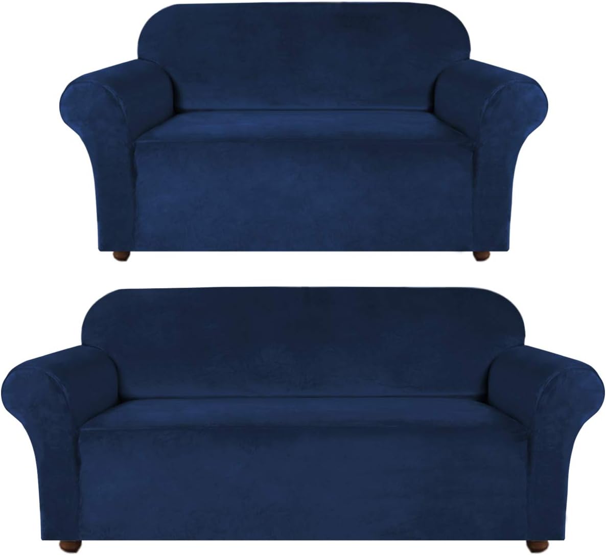 Turquoize Velvet Sofa Slipcover Bundle with Loveseat High Spandex Sofa Cover/Lounge Covers/Couch Covers Navy