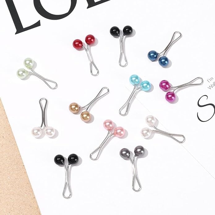 Image of 12pcs Multicolor Headscarf Pearl Pins Clips- U Shape Lady Muslim Scarf Shawl Clips-Scarf Shawl Clips Scarf Brooches Pin Jewelry Accessories-Women's Brooches and Pins(4Black&4White&4Gold)