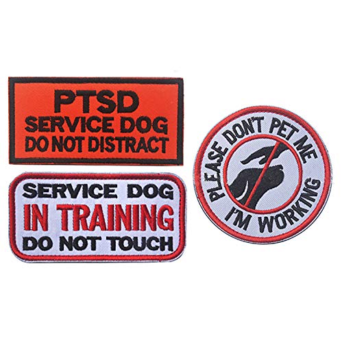 3 Pcs Service Dog Morale Badge Embroidereed Dog Patches Working in Training Do