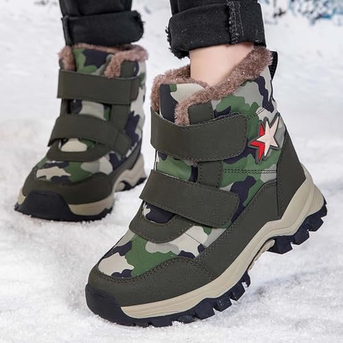 IWIHMIV Toddler Boys Winter Boots Girls Non Slip Outdoor High Top Hiking Shoes Comfortable Warm Winter Boots2