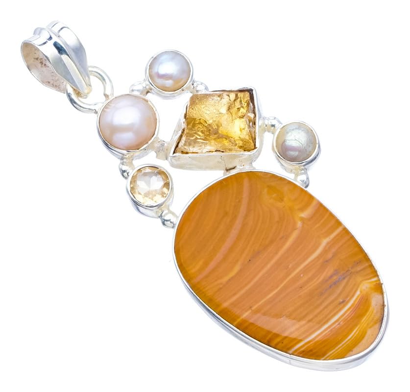 Pendentif jaspe citrine argent fini les bijoux ternes avec StarGems