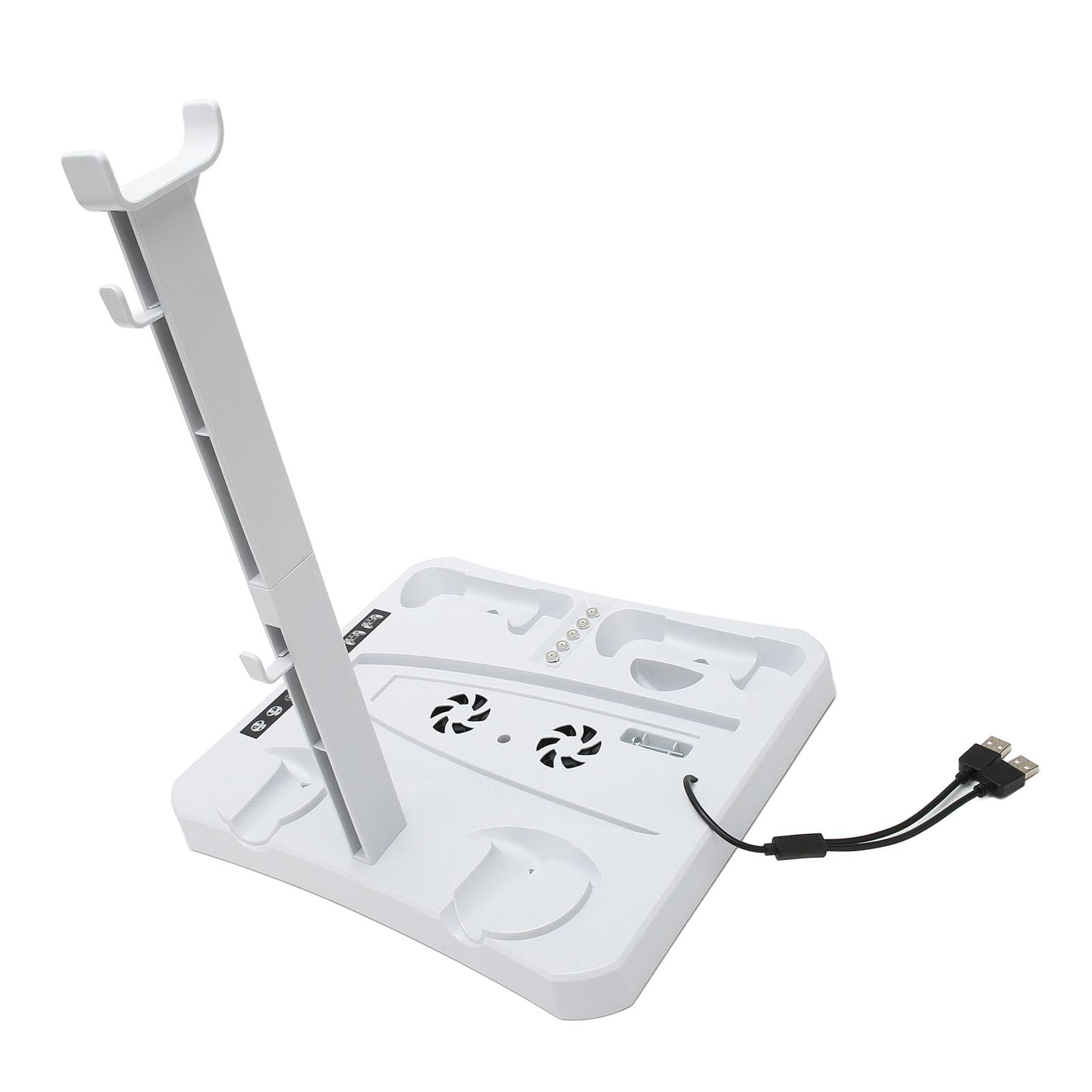 Naroote Soporte de Refrigeración, Estación de Carga Multifunción, Soporte de Carga con Ventiladores de Refrigeración Duales e Indicadores LED, Ideal para Consola y Accesorios PS VR2