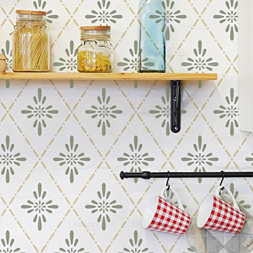 STENCILIT Retro Große Wandschablone zum Malen - XL Größe 61 x 87,6 cm - Wiederverwendbare geometrische skandinavische Schablone - Wandmalschablonen Cover