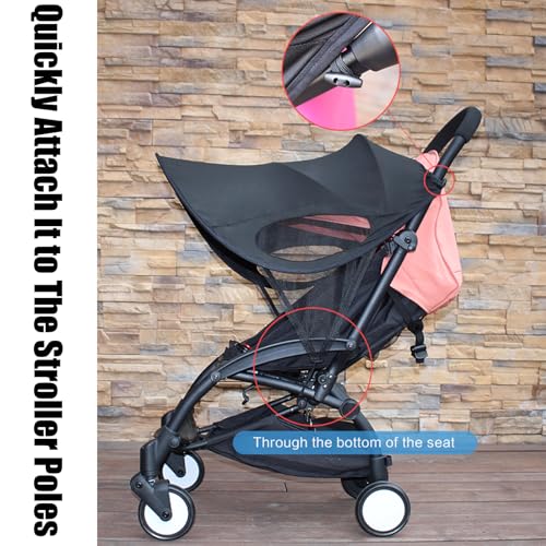 PandaEar Sun Shade for Baby Stroller Car Seats, Universal Strollers Cover Waterproof Toddler Stroller Canopy Windshield, UPF 40+