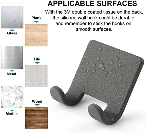 VANZAVANZU Razor Shaver Holder for Shower Wall Self Adhesive Hooks for Hanging, Bathroom Silicone Waterproof Decorative Shower Hooks Hair Brush Holder for Towel (2 Pack-Dark Grey)