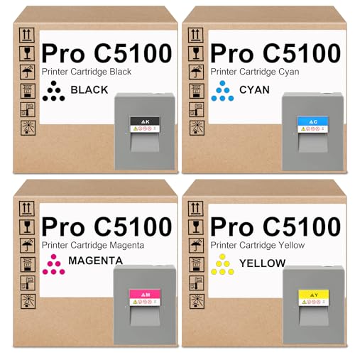 SRITE C5100 Toner Cartridge 828350 828351 828352 828353 Replacement for Ricoh Pro C5100 C5100S C5110 C5110S Printers (4-Pack)