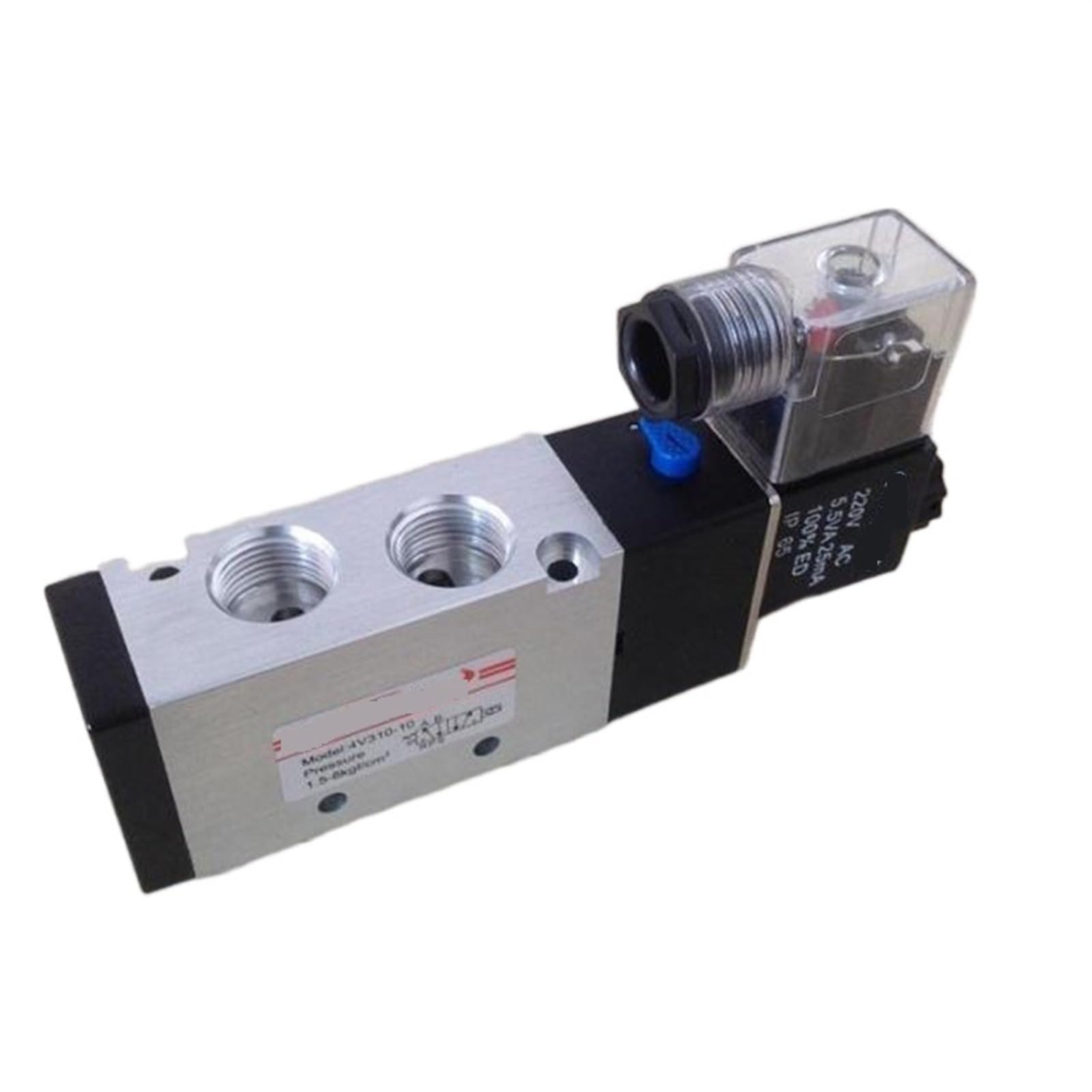 Zawór elektromagnetyczny z pojedynczą cewką 4V310-08 1/4 cala 4V310-10 3/8 BSP 24V 5/2-drożny zawór sterujący z wtyczką światła LED czerwony 1 sztuka (220 V, 0,25 cala)