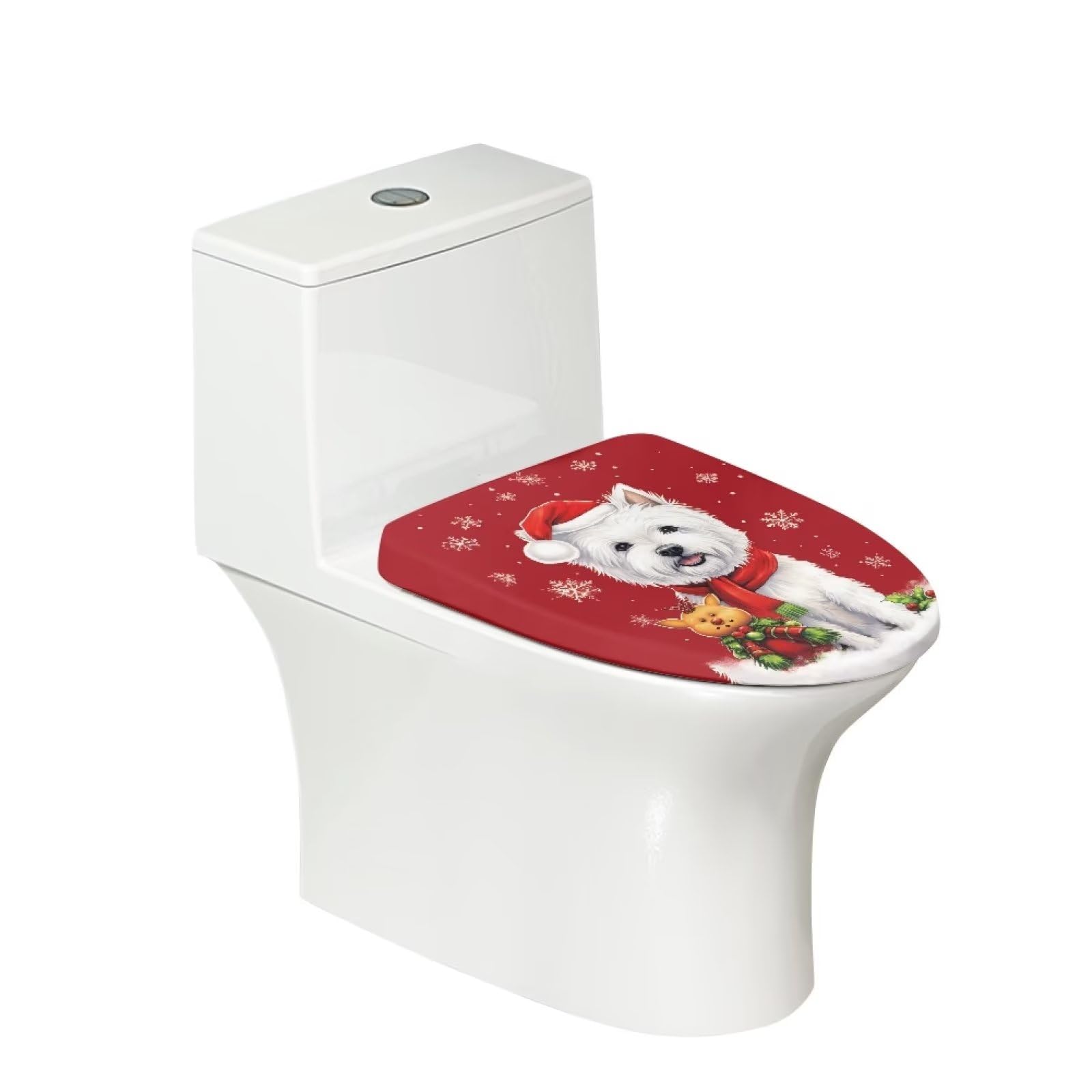Zanxiantu Christmas Dog Toilet Lid Cover Washable Spandex Toilet Lid Seat Covers for Bathroom Toilet Seat Protective Covers