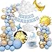 Decorazione di Compleanno Palloncino Ragazzi ,Compleanno Bimbo Palloncini Blu e Bianco Buon Compleanno Banner Palloncini in Lattice con Coriandoli in Lamina Decorazioni Ragazzo Compleanno