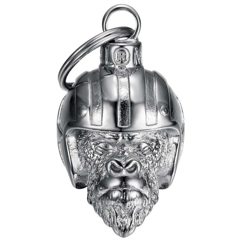 Clochette moto MONKEY BIKER Porte-bonheur MOCY BELL Acier inoxydable Chrome