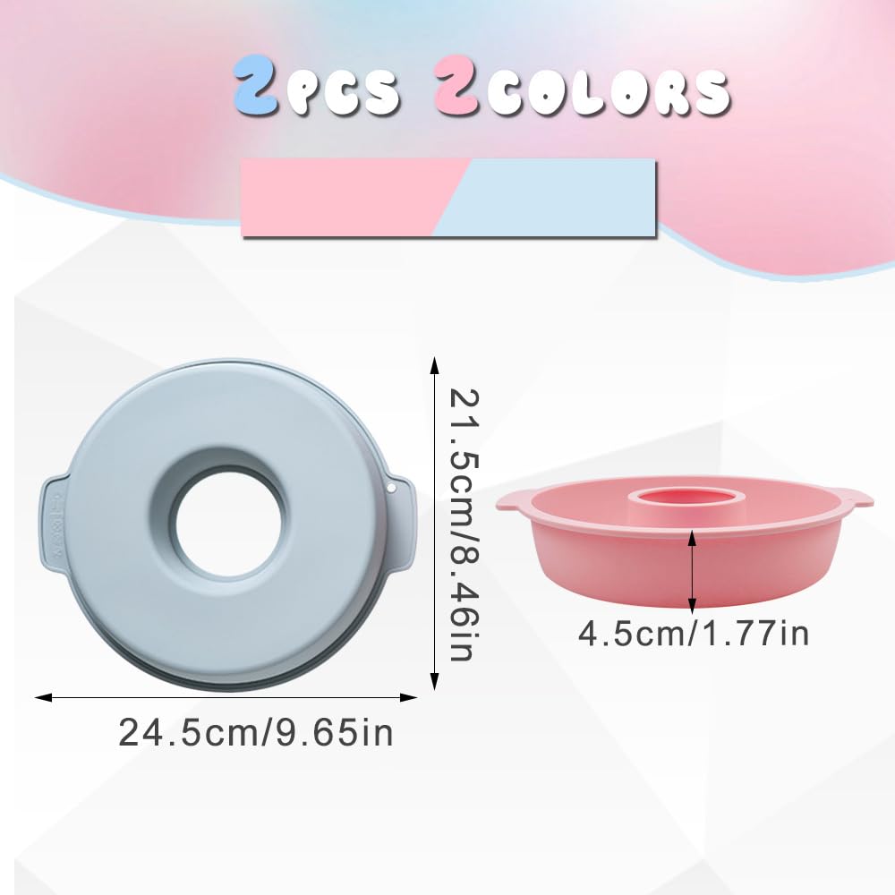 Silikon Backform 2 Stk Silikon Backform Rund Ø 22 cm Kuchenform Silikon Antihaft Backform Frankfurter Kranz Backform Kuchenform Ring Silikon für Kuchen und Brote