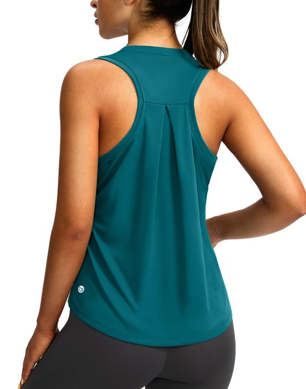 Image of Women's Workout Tops Racerback Athletic Tank Tops Sleeveless Loose Fit Yoga Running Gym Shirts for Women