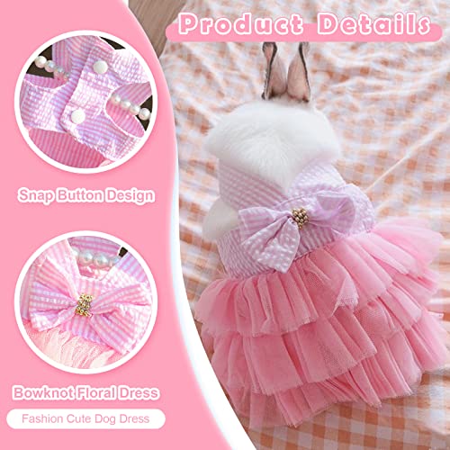 Dog Dress Holiday Party Dog Dresses For Small Dogs Girl Pet Puppy Summer Clothes Striped Mesh Doggie Princess Dresses Cat Apparel Pink Skirt Outfits Clothing For Yorkie Chihuahua Teacup #TOP1