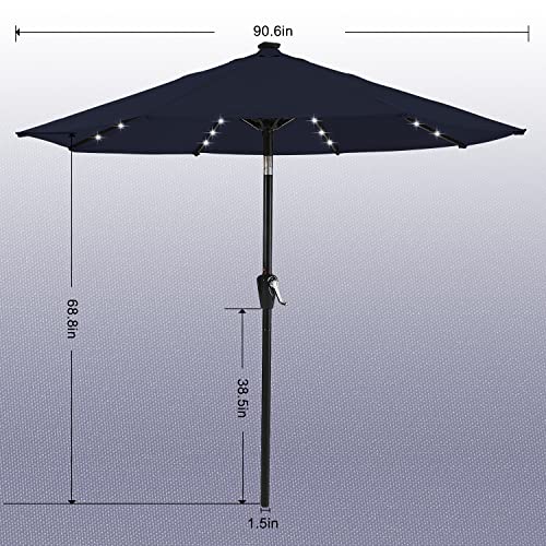 Image of ABCCANOPY Durable Solar Led Patio Umbrellas with 24LED Lights 7.5FT (Navy Blue)