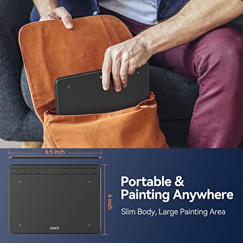 Image of Computer Graphics Tablets, UGEE S640 Portable Drawing Tablet with 10 Shortcut Keys, 6.5x4 inch Digital Pen Tablets with Battery-Free Stylus Tilt Function 8192 Pressure for Windows /Mac /Chrome OS