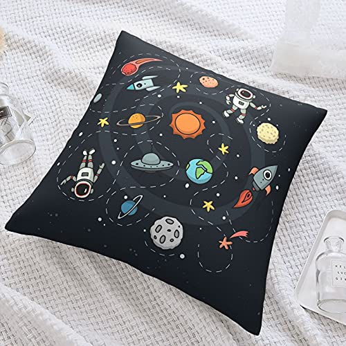 Antvinoler Outer Space Decorative Square Throw Pillow Cover Cushion Covers Pillowcase,Cute Planets Astronaut Alien Cushion Case Polyester For Summer Fall Home Decor, 18 X 18 Inches #TOP4