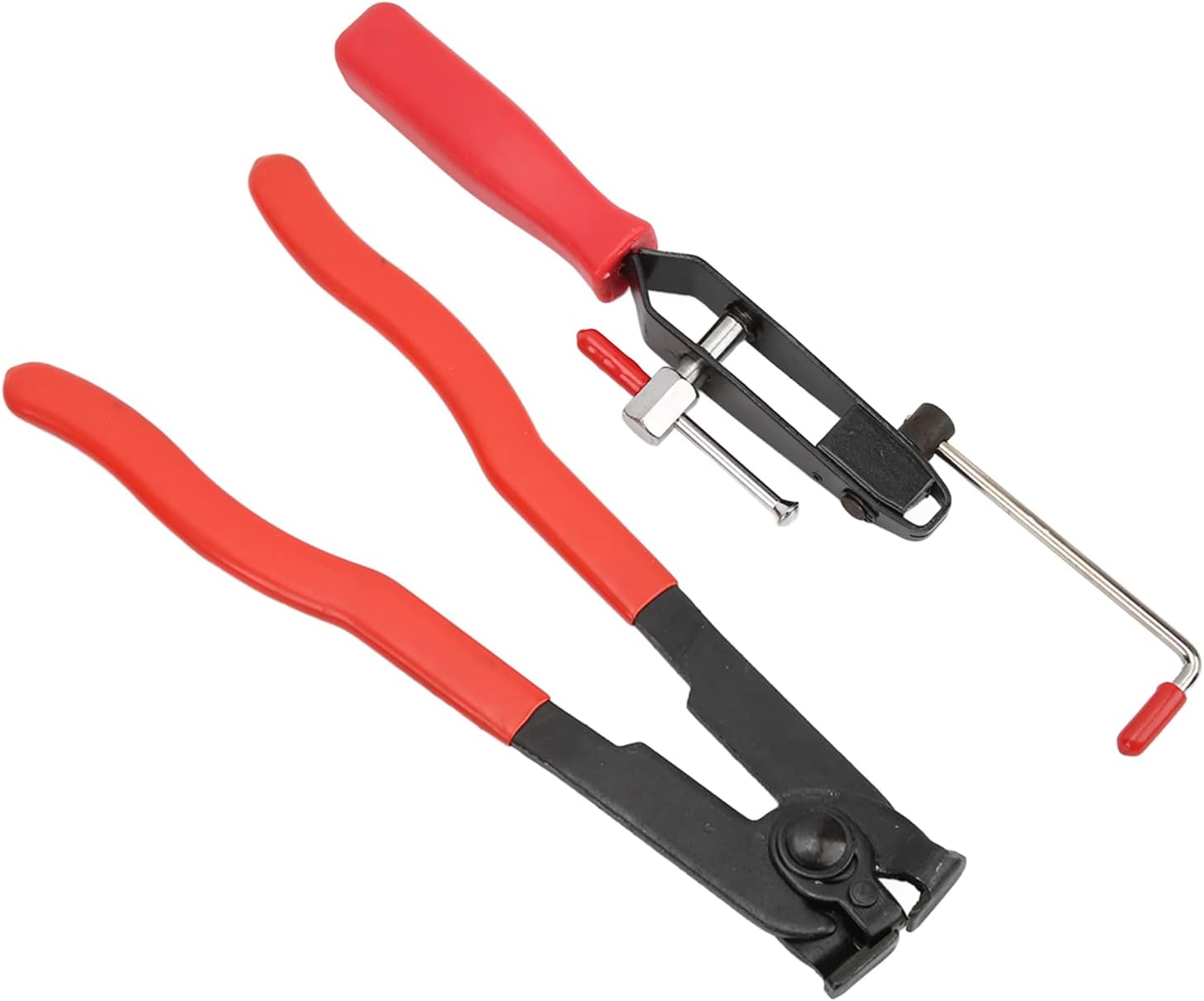 2Pcs CV Joint Ear Clamp Banding Tool Kit, Car Boot Crimp Plier Set, Stainless Steel Universal Hose Clamping Pliers for CV Boot Band Service, with Built - in Cutter and Winding Mech