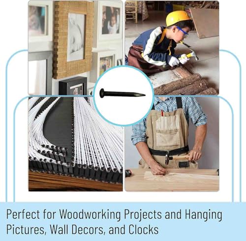Image of Small Nails 0.6inch for DIY Decorative Pictures Wooden Boxes Household Accessories Silver-Black Hardware Nails, 100pcs+(Black, 15mm)