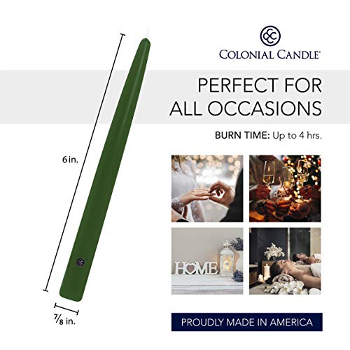 Image of Colonial Candle Unscented Taper Candle, Handipt Collection, Evergreen, 6 in, Pack of 12 - Up to 4 Hours Burn